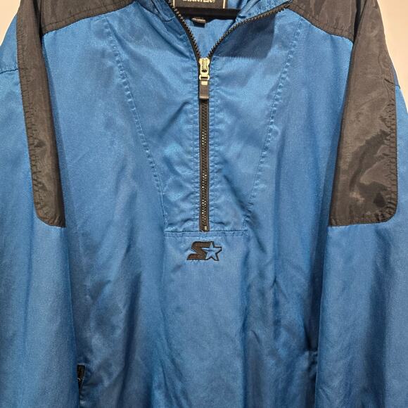 Men's Vintage 90's Starter Half Zip Jacket Teal Blue Black XL - Picture 2 of 12